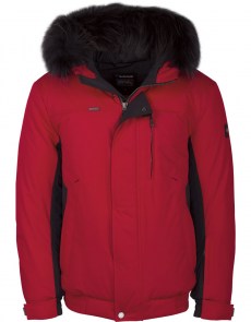 Зимняя куртка Auto Jack 754 - красный с чёрным - с натуральным мехом